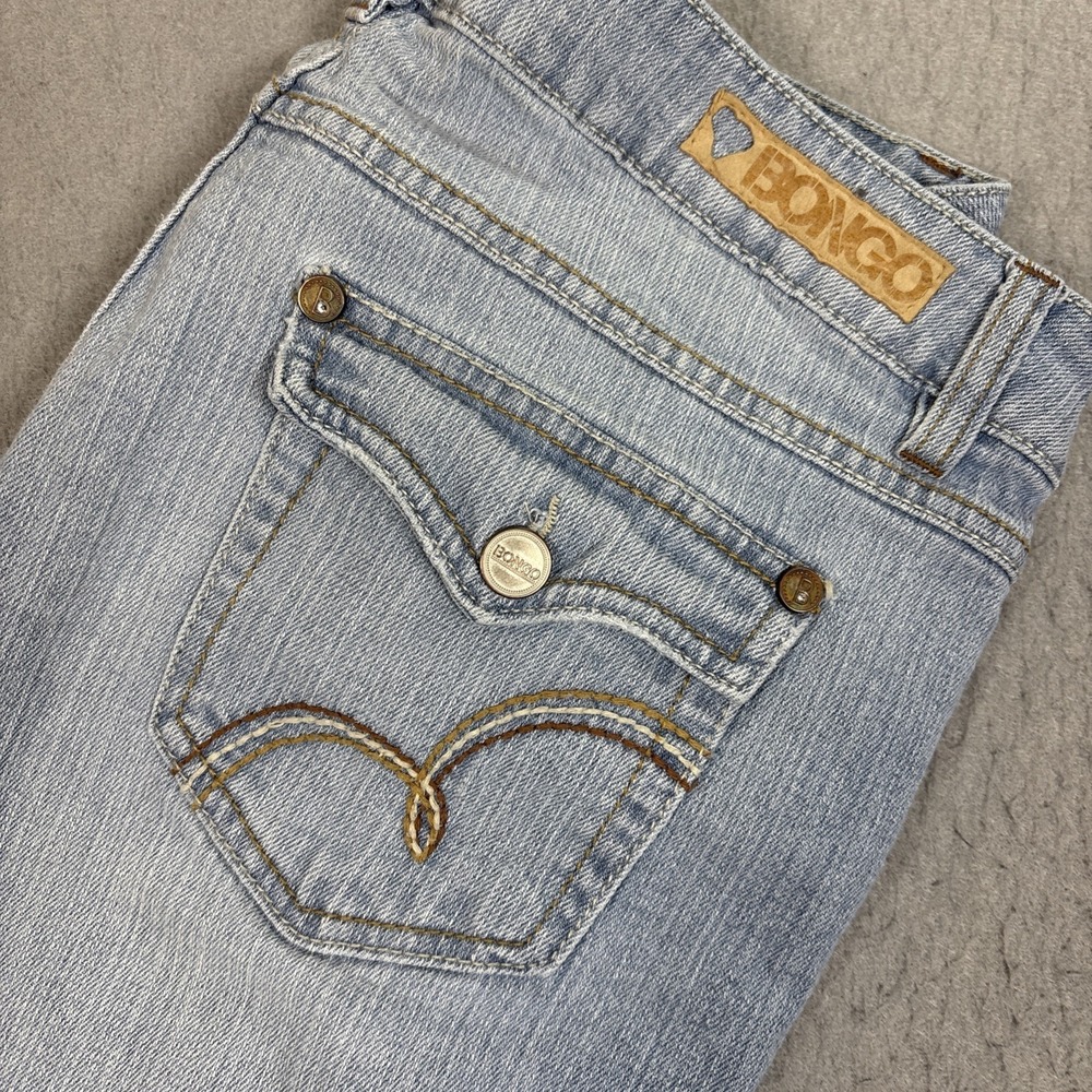 Bongo Fabulous Flare Women Light Wash Denim Flap Pocket Jeans Size 11 Y2K